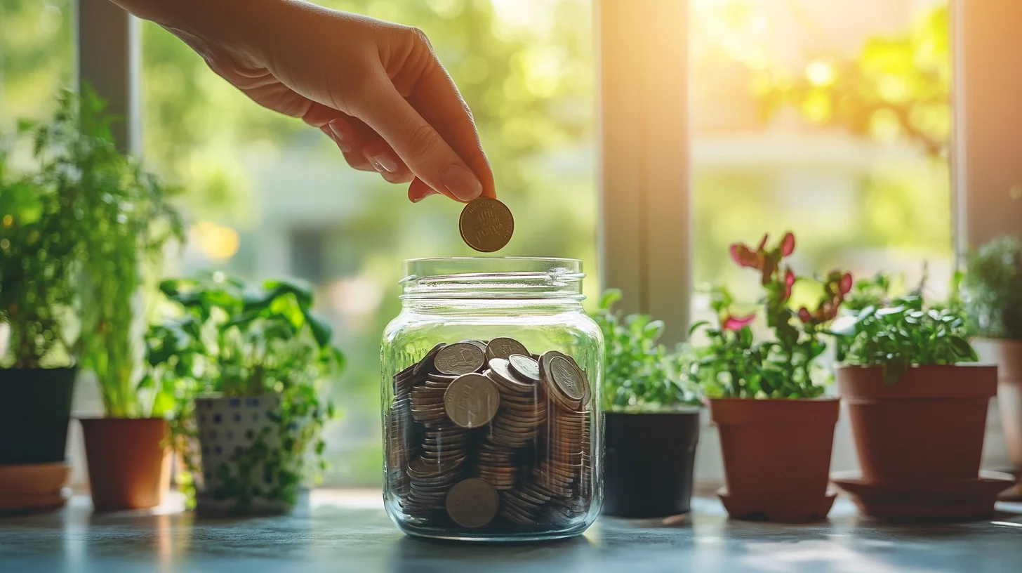 Glass jar with coins representing emergency savings fund